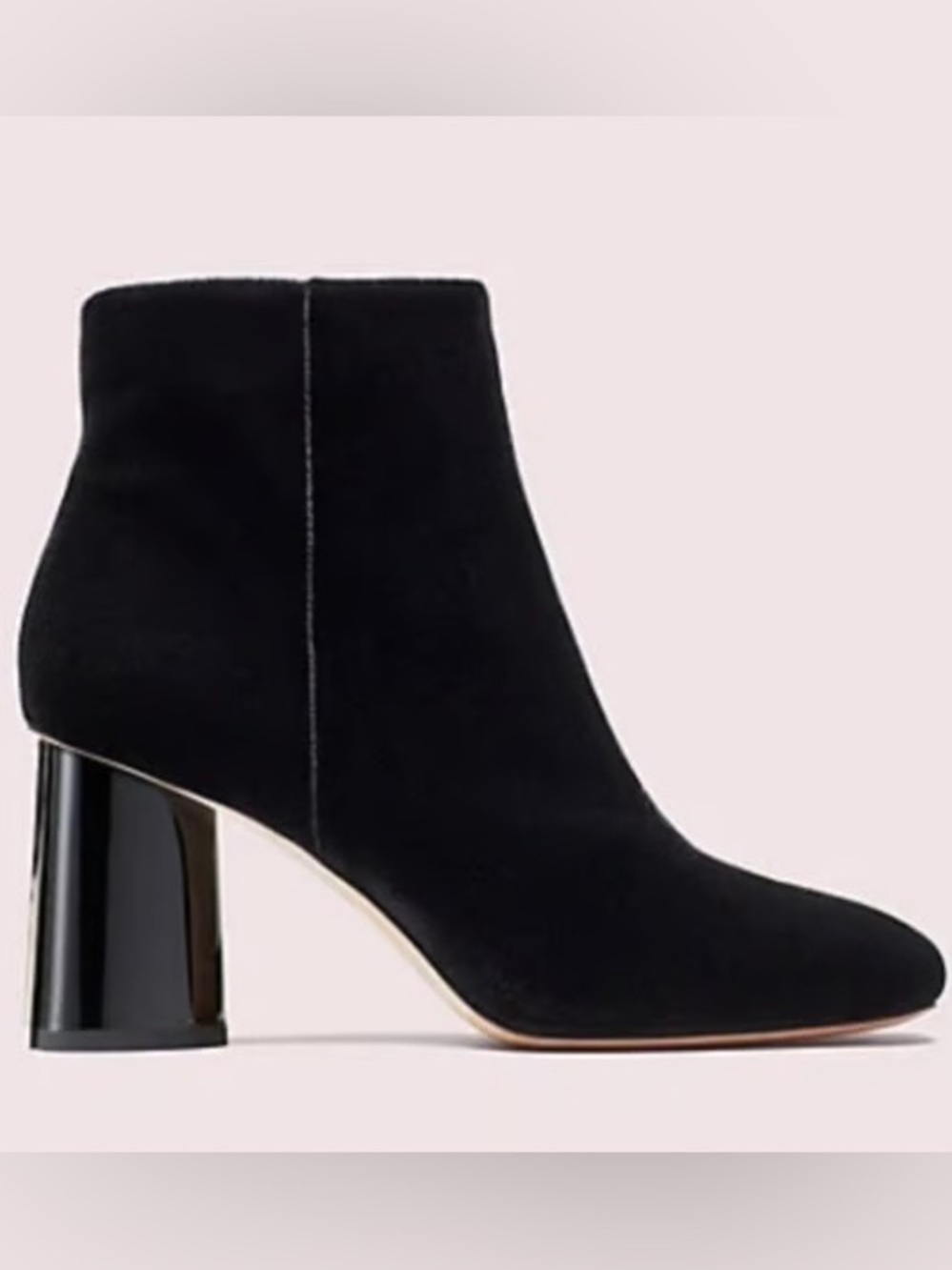 Kate Spade Black Velvet Ankle Booties with Crystal-Studded Block Heels - Picture 12 of 12